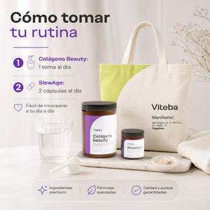 Cómo tomar la rutina antiedad Viteba: Colágeno Beauty y SlowAge