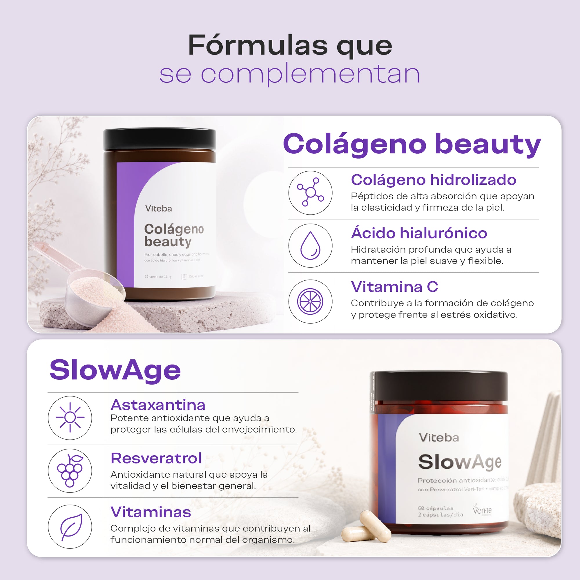 Fórmulas que se complementan: Colágeno Beauty y SlowAge