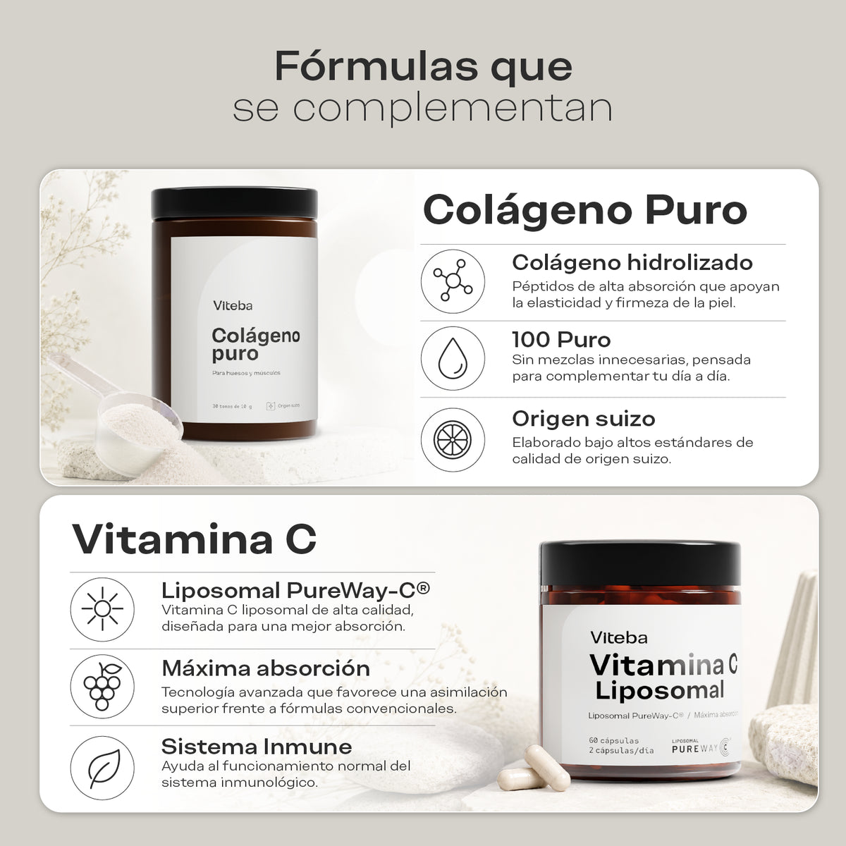 Rutina egeneradora: sinergia colageno puro y vitamina c